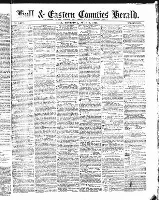 cover page of Hull and Eastern Counties Herald published on July 6, 1871