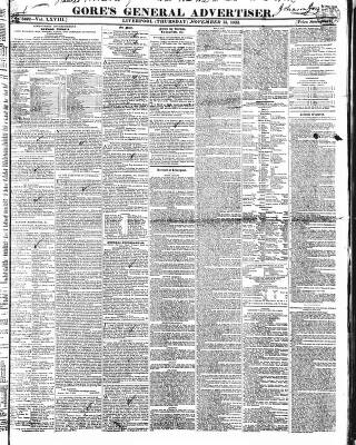 cover page of Gore's Liverpool General Advertiser published on November 15, 1832