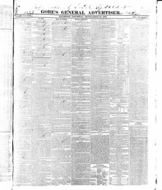cover page of Gore's Liverpool General Advertiser published on September 18, 1834