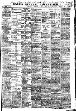 cover page of Gore's Liverpool General Advertiser published on July 6, 1865