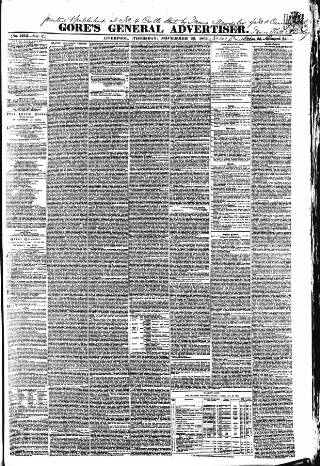 cover page of Gore's Liverpool General Advertiser published on November 30, 1865