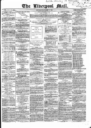 cover page of Liverpool Mail published on September 18, 1852