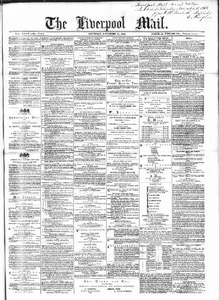 cover page of Liverpool Mail published on November 15, 1862