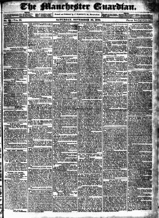 cover page of Manchester Guardian published on November 30, 1822