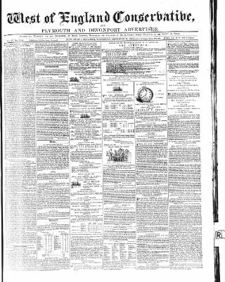 cover page of Western Courier, West of England Conservative, Plymouth and Devonport Advertiser published on September 18, 1850