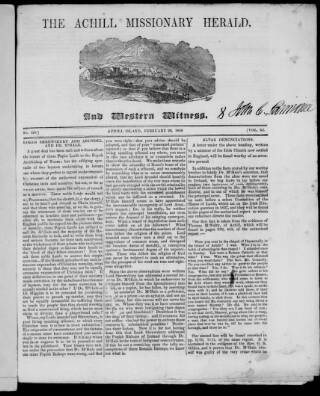cover page of Achill Missionary Herald and Western Witness published on February 28, 1848