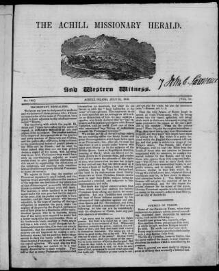 cover page of Achill Missionary Herald and Western Witness published on July 31, 1848