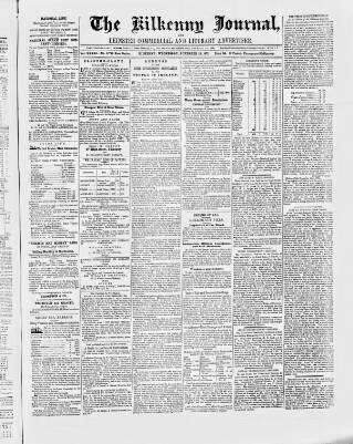 cover page of Kilkenny Journal, and Leinster Commercial and Literary Advertiser published on November 15, 1871