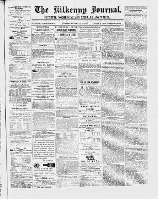 cover page of Kilkenny Journal and Leinster Commercial and Literary Advertiser published on July 6, 1872
