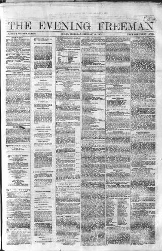 cover page of Evening Freeman published on February 28, 1861