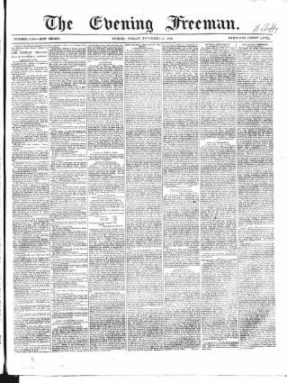 cover page of The Evening Freeman. published on November 15, 1867