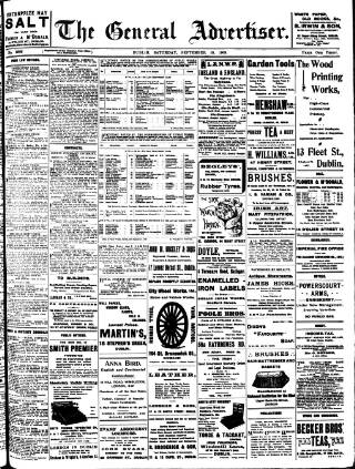 cover page of General Advertiser for Dublin, and all Ireland published on September 18, 1909
