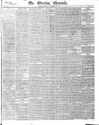 cover page of The Evening Chronicle published on November 15, 1841