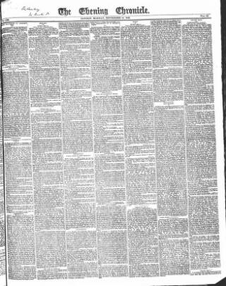 cover page of The Evening Chronicle published on September 18, 1843