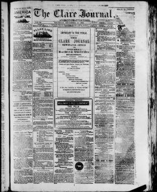 cover page of Clare Journal and Ennis Advertiser published on September 18, 1884