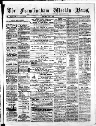 cover page of Framlingham Weekly News published on July 6, 1867