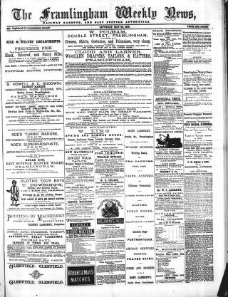 cover page of Framlingham Weekly News published on May 29, 1875
