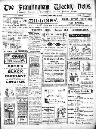 cover page of Framlingham Weekly News published on February 28, 1914