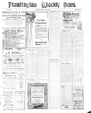 cover page of Framlingham Weekly News published on December 30, 1922