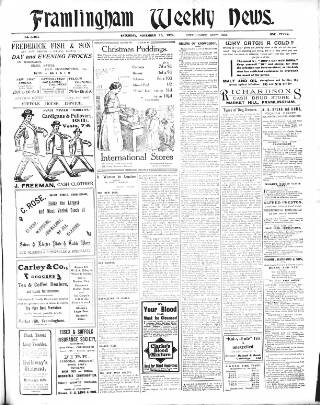 cover page of Framlingham Weekly News published on November 15, 1924