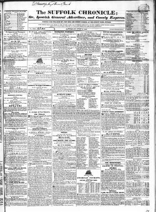 cover page of Suffolk Chronicle published on July 6, 1833