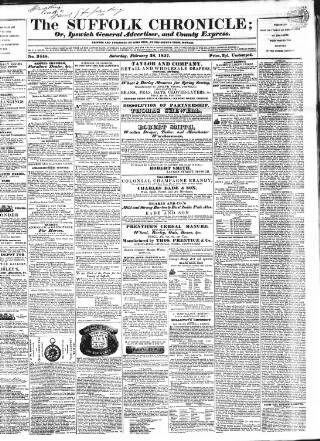 cover page of Suffolk Chronicle published on February 28, 1857