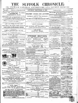 cover page of Suffolk Chronicle published on September 18, 1869