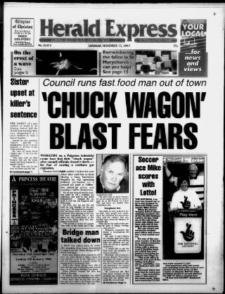 cover page of Torbay Express and South Devon Echo published on November 15, 1997