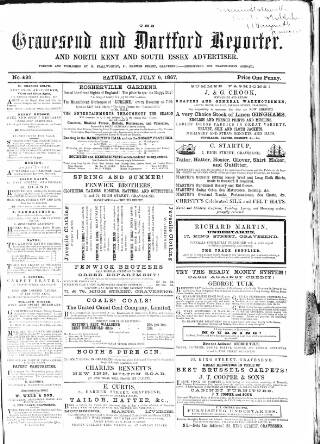 cover page of Gravesend Reporter, North Kent and South Essex Advertiser published on July 6, 1867