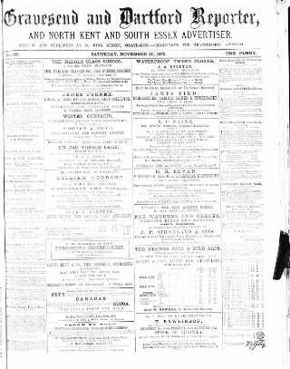 cover page of Gravesend Reporter published on November 30, 1872