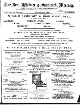 cover page of Deal, Walmer & Sandwich Mercury published on July 6, 1889