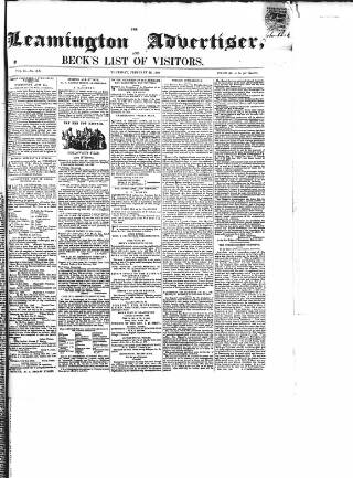 cover page of Leamington Advertiser and Beck's List of Visitors published on February 28, 1850