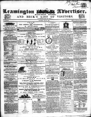 cover page of Leamington Advertiser and Beck's List of Visitors published on May 29, 1856