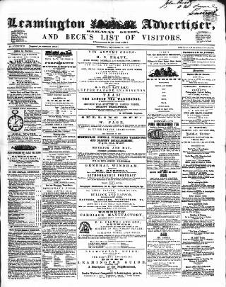 cover page of Leamington Advertiser and Beck's List of Visitors published on September 18, 1856