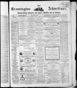 cover page of Leamington Advertiser and Beck's List of Visitors published on November 30, 1865