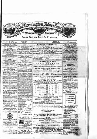 cover page of Leamington Advertiser and Beck's List of Visitors published on December 30, 1869