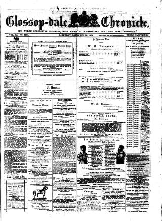 cover page of Glossop-dale Chronicle and North Derbyshire Reporter published on November 30, 1878