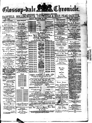 cover page of Glossop-dale Chronicle and North Derbyshire Reporter published on December 30, 1892