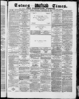 cover page of Totnes Weekly Times published on September 18, 1875