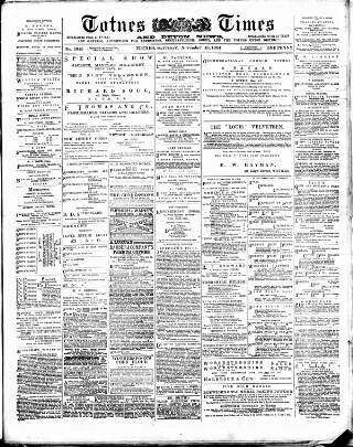 cover page of Totnes Weekly Times published on November 15, 1884