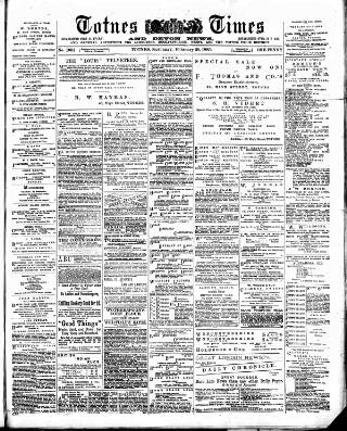 cover page of Totnes Weekly Times published on February 28, 1885