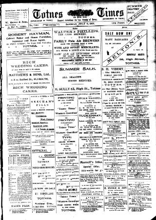 cover page of Totnes Weekly Times published on July 6, 1907