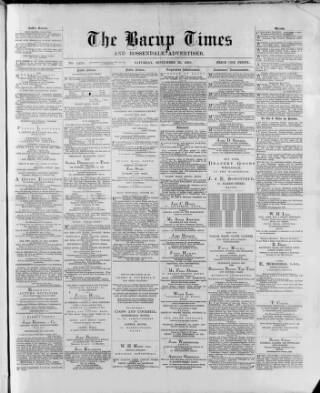 cover page of Bacup Times and Rossendale Advertiser published on September 28, 1889