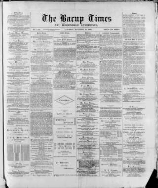 cover page of Bacup Times and Rossendale Advertiser published on November 30, 1889