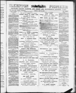 cover page of Ilkeston Pioneer published on May 10, 1889
