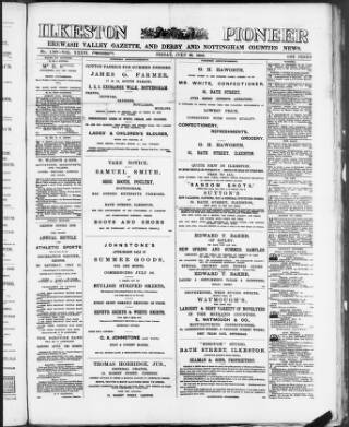 cover page of Ilkeston Pioneer published on July 26, 1889