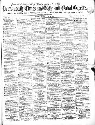 cover page of Portsmouth Times and Naval Gazette published on July 6, 1867