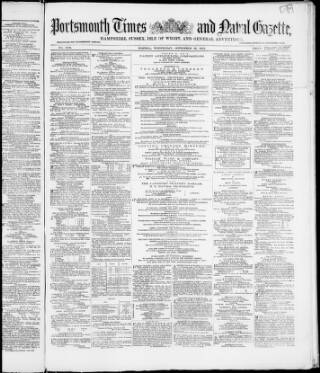 cover page of Portsmouth Times and Naval Gazette published on September 18, 1872