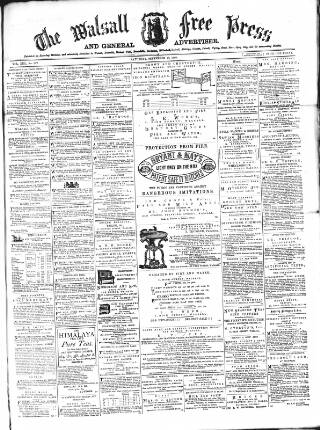 cover page of Walsall Free Press and General Advertiser published on September 18, 1869