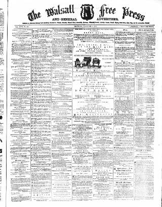 cover page of Walsall Free Press and General Advertiser published on November 15, 1873